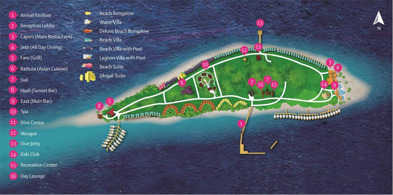 Maldives Resort Map Enlarged